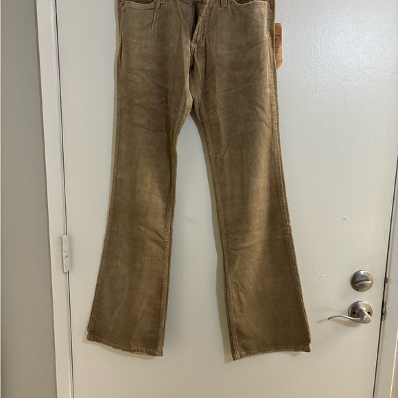 Plastic by Gly Embroidered Pockets Corduroy Flare New Tan Size 9 - Picture 3 of 4